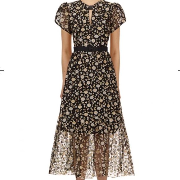 Self-Portrait Dresses & Skirts - Self Portrait Mesh Sequin Tiered Midi Dress